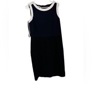 Talbots sleeveless dress navy and black with white trim womens size 10